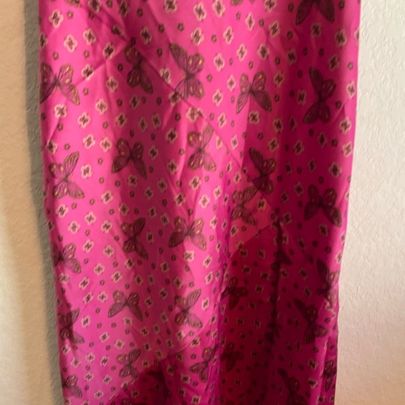 Urban Outfitters Samira Fuchsia Butterfly Midi Satin Slip Coquette Fairy Dress M - Picture 8 of 15